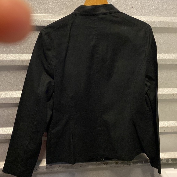 Hillard & Hanson black zip front Manchurian neck zip front stretch blazer jacket - Picture 4 of 5